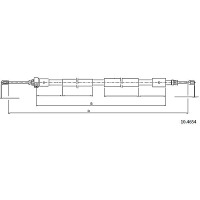 Afbeelding van METZGER 10.4654 Handremkabel Links achter 1773/1499mm Trommelrem COFLE CITROЁN: Xsara Picasso (N68) 1.6, 1.8 16V, 2.0 HDi 1999 2011