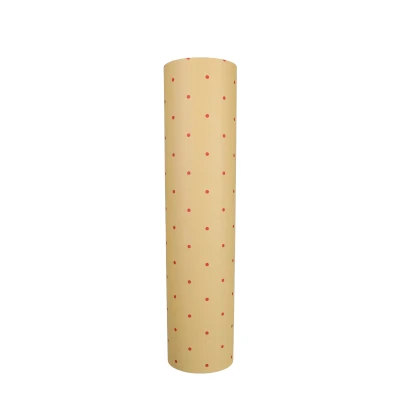 Afbeelding van Cadeaupapier Kadodesign Dottie Blonde Poppy Red Geel 70 cm x 200 m per rol van meter