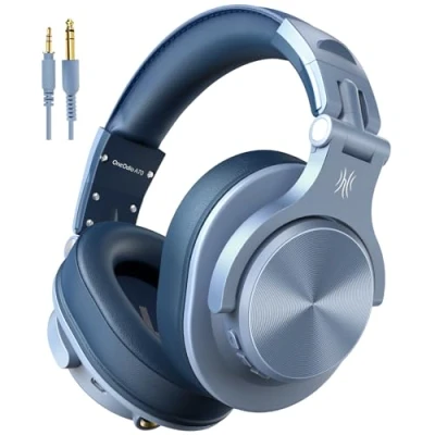 Afbeelding van OneOdio A70 over ear Bluetooth hoofdtelefoon, opvouwbare draadloze en bedrade headset met microfoon, professionele studiomonitor, menghoofdtelefoon voor pc/telefoon (blauw)