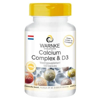 Afbeelding van Calciumcomplex met vitamine D Calcium, magnesium &amp; D3 hoge dosering 100 capsules Warnke Vitalstoffe Duitse apothekerskwalitei
