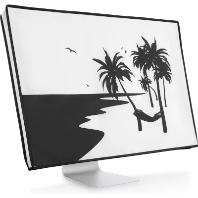 Afbeelding van kwmobile beschermhoes Monitor geschikt voor 24 26&quot; Computerscherm cover Computer accessoires PC scherm hoes in zwart / wit ontspannende hangmat design