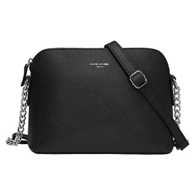 Afbeelding van David Jones Dames Kleine Crossbodytas Ketting Schoudertas Handtas PU Leer Ritssluiting Messenger Tassen Vrouwen Citytas Avondtas Crossover Bag Reis Mode Zwart