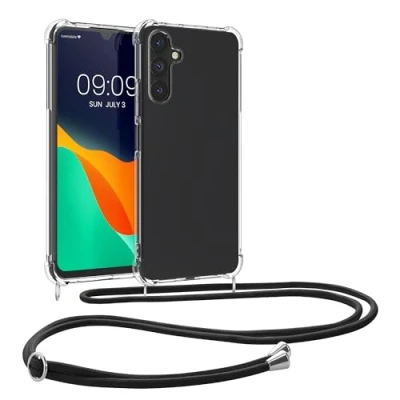 Afbeelding van kwmobile telefoonhoesje geschikt voor Samsung Galaxy A05s Hoesje met telefoonkoord Back cover in zwart / transparant