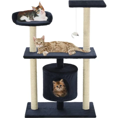 Afbeelding van vidaXL Kattenkrabpaal met sisal krabpalen 95 cm pootafdrukken grijs