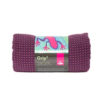 Afbeelding van Bodhi GRIP2 yoga Towel handdoek met antislipnoppen microvezel yogahanddoek antislip trainingshanddoek ideaal voor hot yogamatoplegger antibacterieel aubergine/lila