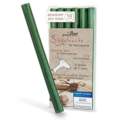 Afbeelding van Zegelwas 7 mm flexibel voor pistool, parelkleur, groen, 6 stuks
