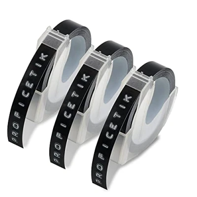 Afbeelding van 3 X S0898130 Compatibel met Dymo Omega Label Tape Zelfklevende 9mm Embossing 3D Vinyl Labels voor Junior Home Maker, Wit op Zwart