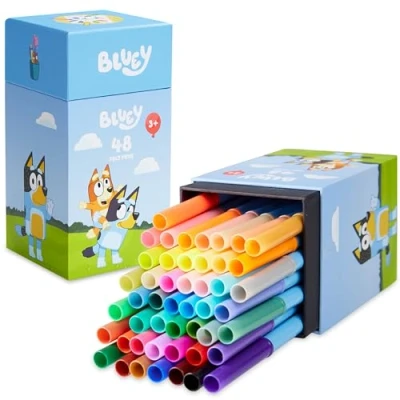 Afbeelding van Bluey Kleurpennen voor Kinderen 48 Stuk Set Kleuren Kunstbenodigdheden Vilt Tip Pennen Wasbare Markers Geschenken
