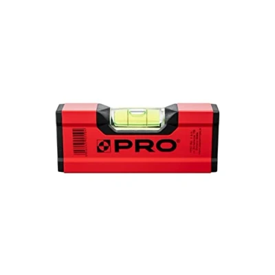 Afbeelding van PRO600 Mini waterpas 12cm met Ergonomisch Profiel ERS+ (Easy Reading System) Nauwkeurige kleine Anti Schok Absorberende Eindkappen Kleur Rood