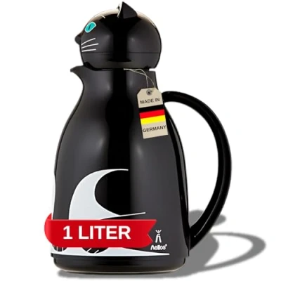 Afbeelding van Helios Thermo Cat kunststof thermoskan, zwart, 1 liter