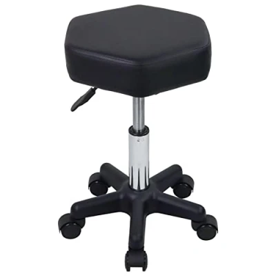 Afbeelding van FURWOO Zeshoek Rolling Kruk Hoogte Verstelbare Met Wielen Voor Spa Salon Massage Zwart