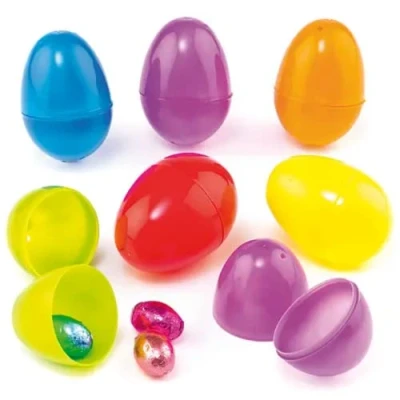 Afbeelding van Baker Ross L1047 Kleurrijke eieren van plastic voor geschenken en snoep kinderen om te knutselen met Pasen (12 stuks),gesorteerd