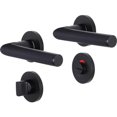 Afbeelding van Deurklink op rozet London (Rond, Toiletsluiting, Blinde bevestiging, 2 stuks)
