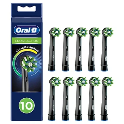 Afbeelding van Oral B CrossAction Opzetborstels Black Edition Met CleanMaximiser technologie, 10 Stuks