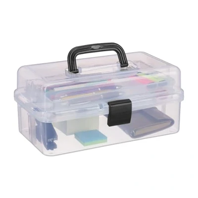 Afbeelding van Relaxdays opbergbox met 9 vakken plastic naaidoos gereedschapskist assortimentsdoos zwart