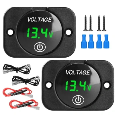 Afbeelding van digitale voltmeter, 2 stuks led display spanningsmeter 12 V 24 V, motorfiets display, waterdichte voltmeter voor auto, camper, boot