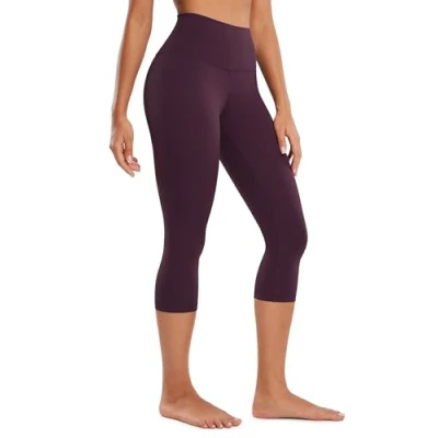 Afbeelding van CRZ Yoga Womens Butterluxe Hoge Taille Lounge Legging 19 Inches met Workout Leggings Botery Zachte Capris Broek Donker paars S