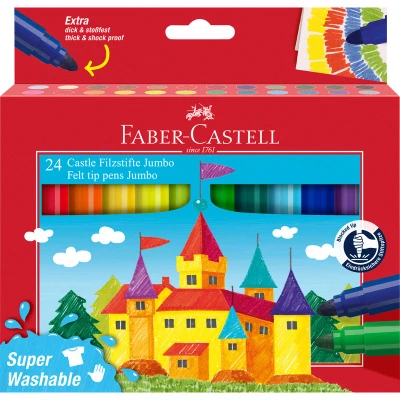 Afbeelding van 6x Viltstift Faber Castell Jumbo 24 stuks super wasbaar karton etui