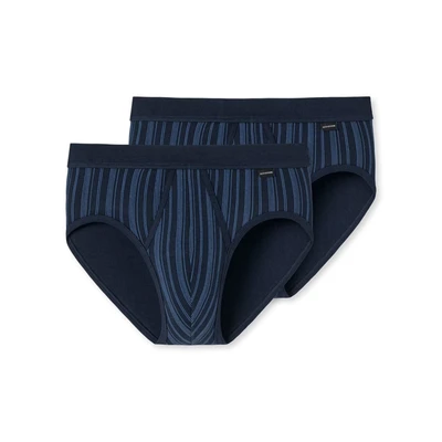 Afbeelding van SCHIESSER Original Classics sportslips (2 pack) Feinripp met gulp donkerblauw gestreept Maat: XL