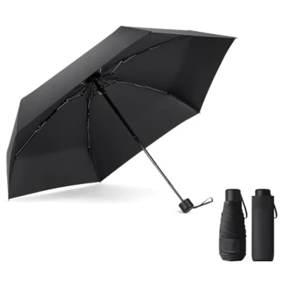 Afbeelding van Vicloon Mini paraplu, formaat vouwparaplu, Zonwering paraplu voor buiten, UV windbestendig, Reisparaplu Zakparaplu, Dames, Heren en Kinderen(Zwarte)