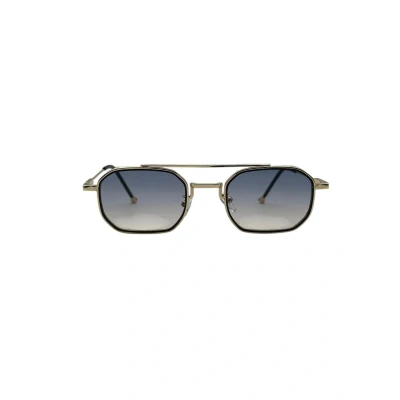 Afbeelding van Vintage Square Zonnebril Goud Blauw Geel Stijlvol &amp; Duurzaam RVS Incl. Luxe Brillenkoker