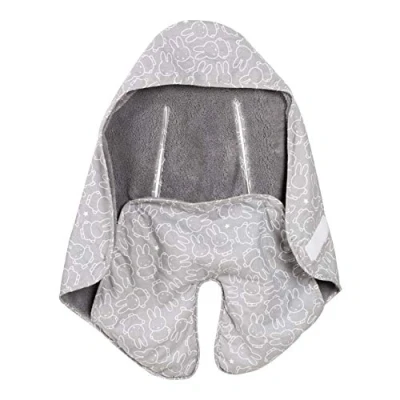 Afbeelding van roba Deken voor baby&#039;s en kinderen, nijntje 82,5 x 73 cm met riemsleuven ideaal autostoelen kinderwagens microvezel biologisch katoen klittenbandsluiting grijs