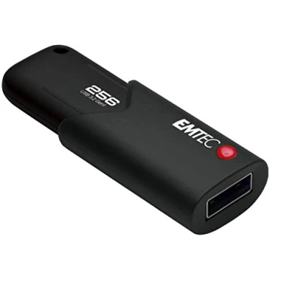 Afbeelding van Emtec USB stick 3.0 (3.2) Click Secure B120, 256 GB flashdrive, extern geheugen, 100 MB/S, schrijven 20 met AES260, zwart ECMMD255 6GB123