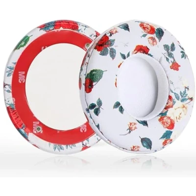 Afbeelding van Solo3 Oorkussens Vervanging voor Beats Solo 2 &amp; 3 Draadloze On Ear Hoofdtelefoon, Memory Foam met Zacht Eiwit Leer (Wit Bloem)