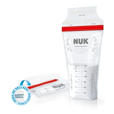 Afbeelding van NUK bewaarzakjes voor moedermelk 180 ml Ruimtebesparend en klaar gebruik Diepvriesbestendig 25 stuks