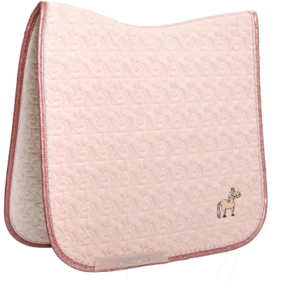 Afbeelding van Zadeldoek eenhoorn hoofd glitter dressuur oude roos FULL