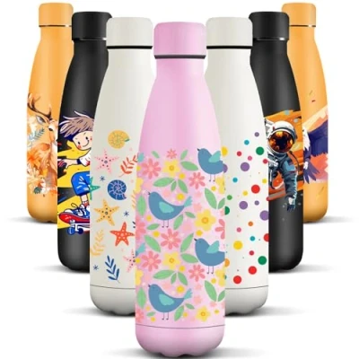 Afbeelding van HoneyHolly Thermosfles, 500 ml, BPA vrij, dubbelwandig, lekvrij, 18/8 roestvrij staal, voor sport, school, yoga