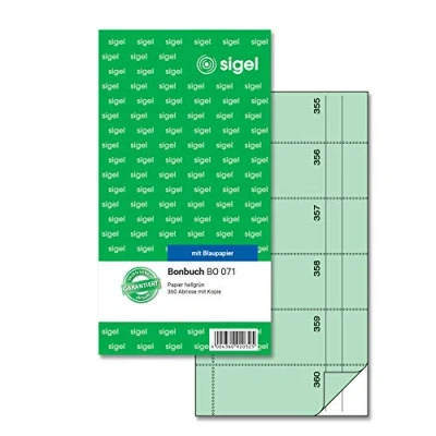 Afbeelding van SIGEL BO071 bonboek, 360 afscheuren, groen, 10,5 x 20 cm, 2x60 vellen meer kleuren