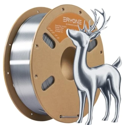 Afbeelding van ERYONE Ultra Silk PLA Filament voor 3D Printer, 1.75mm, Tolerantie: ¡À0.03mm, 1kg (2.2lb)/Spoel, Zilver