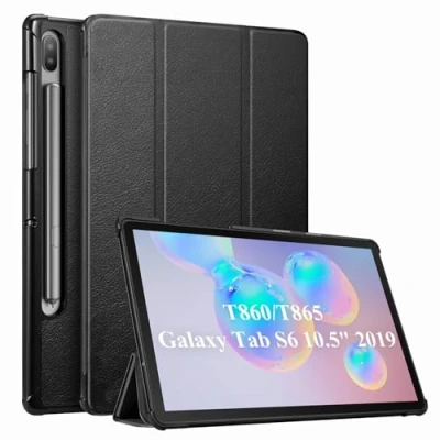 Afbeelding van Fintie Hoes voor Samsung Galaxy Tab S6 10,5 SM T860/T865 2019 (compatibel met S Pen draadloze oplaadfunctie) ultraslank kunstleren beschermhoes automatische slaap waakfunctie, zwart