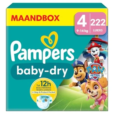 Afbeelding van Pampers Baby Dry Luiers Paw Patrol Maat 4 (9 14 kg) 222 stuks