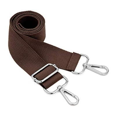 Afbeelding van Brede schoudertasriem, verstelbare vervangende riemtasriem met zilveren draaibare haken, zachte canvas portemonnee, koerierstas verwisselbare lange riem voor crossbody handtas (zilver donkerbruin)