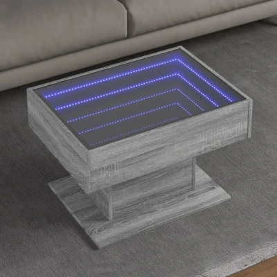 Afbeelding van Salontafel met LED 70x50x45 cm bewerkt hout grijs sonoma eiken