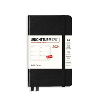 Afbeelding van LEUCHTTURM1917 367638 Weekkalender Pocket (A6) 2024, 12 maanden, zwart, Engels