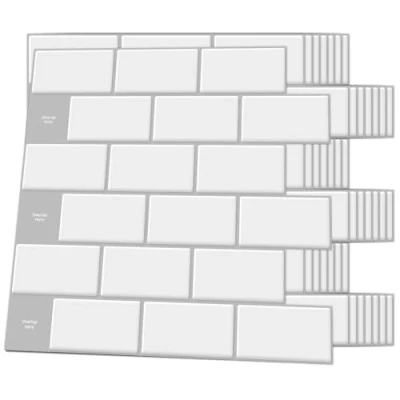 Afbeelding van Art3d Keramische tegels, metro zelfklevende tegelstickers, plaktegels, keuken, 3D wandpanelen, wit met grijze voeg, 30 x cm, A17100WG
