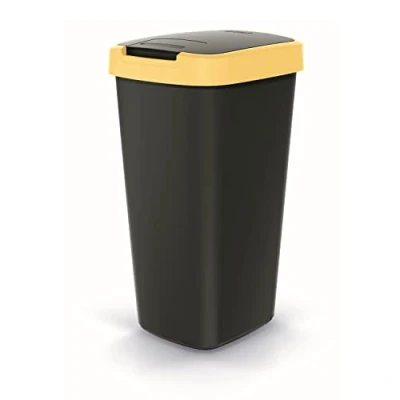 Afbeelding van Prosperplast Prullenbak / Afvalbak 25L Zwart met geel frame