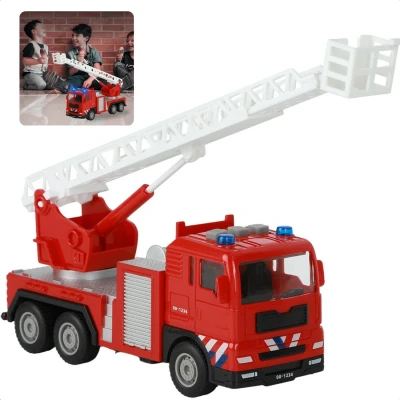 Afbeelding van Cheqo® Brandweer Speelgoedauto Brandweerwagen met Uitschuifbare Ladder Licht en Geluid Auto Sinterklaas Cadeau Speelgoed