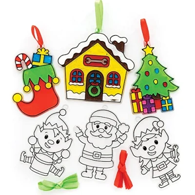 Afbeelding van Baker Ross FC181 Kerstman werkwinkel zonnevanger decoraties Pak van 10, voor kinderen om te versieren en weer geven, maak je eigen tuindecoraties