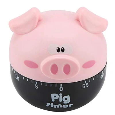Afbeelding van Leuke Cartoon Varken Kookwekker Mechanische Timers Tellers voor Koken Timing Tool, Mini Timer 55 Minuten Countdown (Roze)