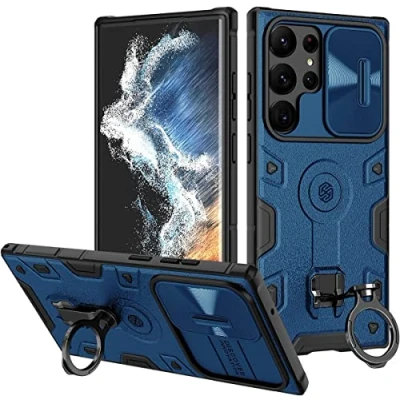 Afbeelding van Nillkin Armor CamShield Back Cover Geschikt voor Samsung Galaxy S23 Ultra Hoesje Blauw