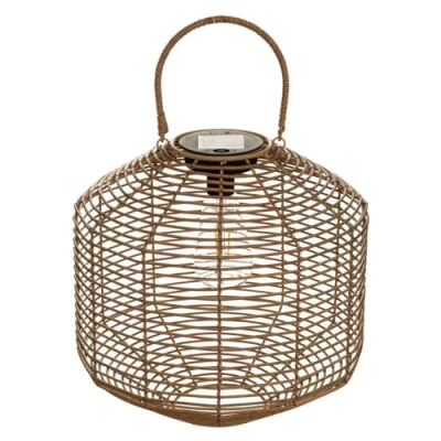 Afbeelding van Atmosphera Solar tuin lantaarn naturel rotan kunststof 30 x cm buiten Led licht