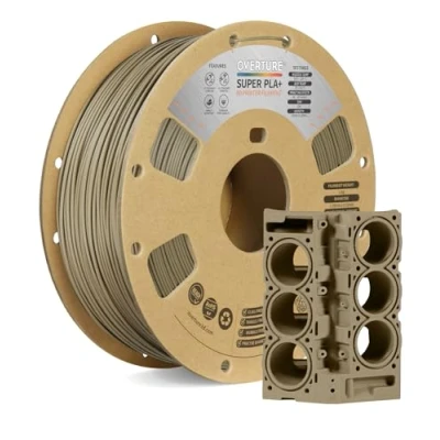 Afbeelding van OVERTURE Super PLA+ Filament 1.75mm, Toughness Enhanced PLA Plus, Cardboard Spool, 1kg (2.2lbs), Dimensional Accuracy +/ 0.02 mm(Light Brown)