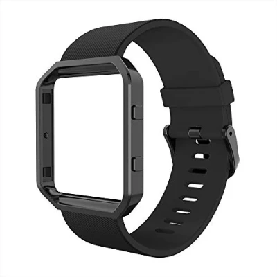 Afbeelding van Simpeak armband compatibel met fit bit Blaze, silicone horlogebandje vervangingsarmbanden Blaze ?zwart frame