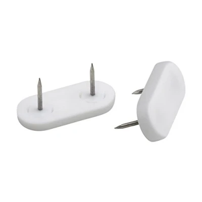 Afbeelding van Metafranc Meubelglijders 45 x 20 mm kunststof met spijker wit 4 stuks anti verdraaiing geschikt voor buiten/meubelglijderset ongevoelige vloeren/kunststof glijders / 644716