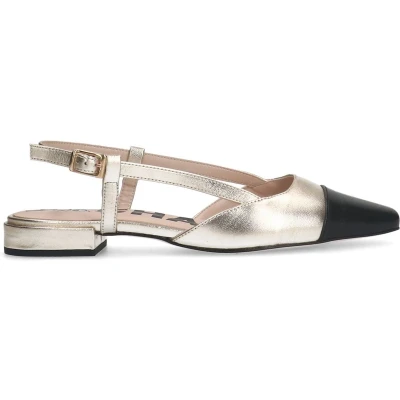 Afbeelding van Sacha leren slingback loafers goud/zwart