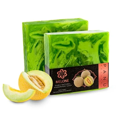 Afbeelding van Panu Soaps Melon Veganistische douchezeep voor alle huidtypes Natuurlijke zeep als vaste douchegel en shampoo Premium Soap Bar douchestang